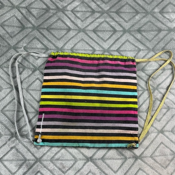 Little Miss Matched colorful canvas drawstring bag 13 by 13 inches - Picture 3 of 6